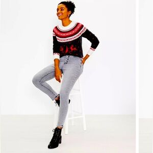 LOFT Tall Button Front High Rise Skinny Jeans in Vintage Grey Wash $79.50 🔥 NWT